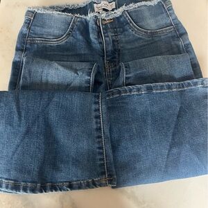 Vanilla Star Medium Blue Flare Bootcut Frayed Waist Jeans